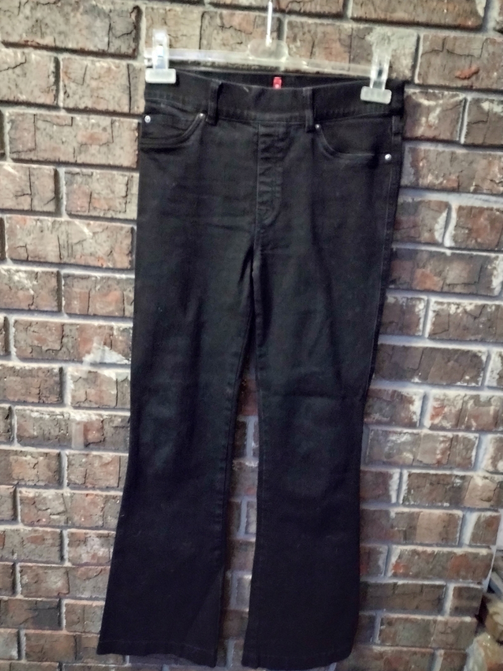 Spanx Flare Leg Pull On Jeans Women's Size M (29X31)Black Stretch Preppy 20326R